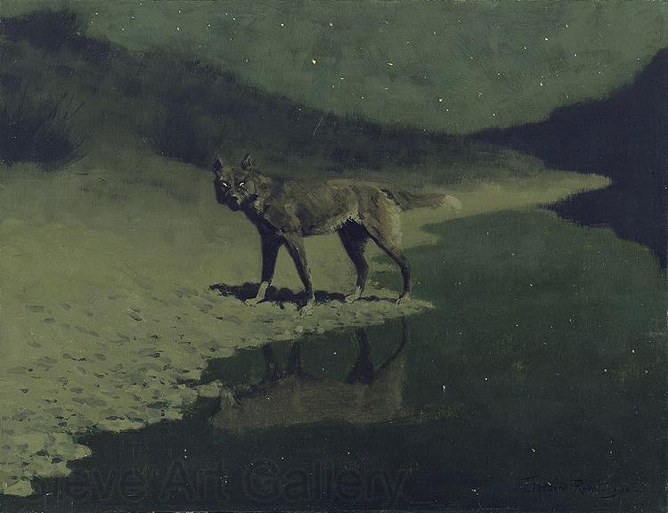 Frederic Remington Moonlight, Wolf Norge oil painting art